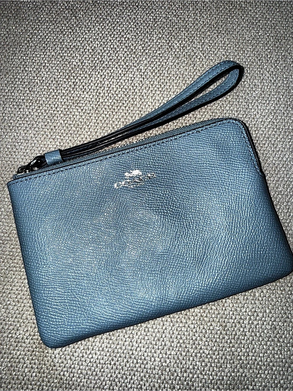 Coach Corner Zip Wristlet Blue